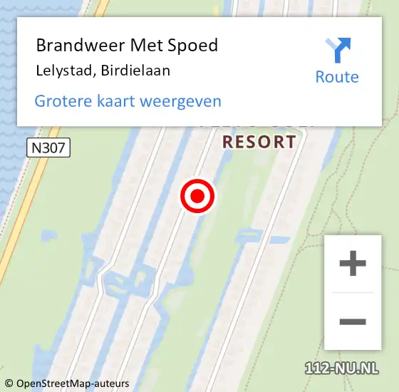 Locatie op kaart van de 112 melding: Brandweer Met Spoed Naar Lelystad, Birdielaan op 25 oktober 2021 10:27