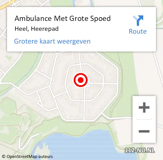 Locatie op kaart van de 112 melding: Ambulance Met Grote Spoed Naar Heel, Heerepad op 25 oktober 2021 11:35