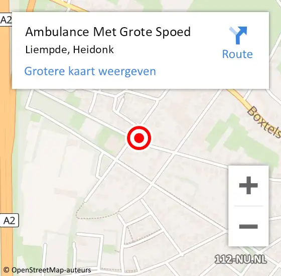 Locatie op kaart van de 112 melding: Ambulance Met Grote Spoed Naar Liempde, Heidonk op 6 oktober 2013 13:28