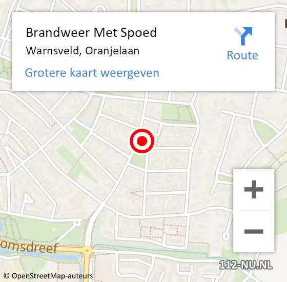 Locatie op kaart van de 112 melding: Brandweer Met Spoed Naar Warnsveld, Oranjelaan op 25 oktober 2021 12:04