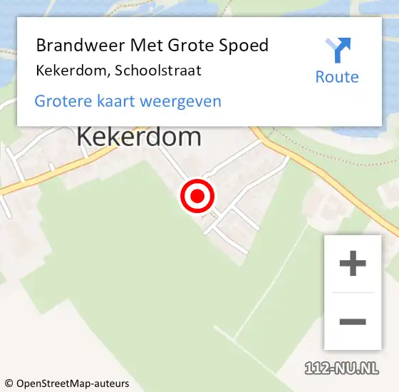 Locatie op kaart van de 112 melding: Brandweer Met Grote Spoed Naar Kekerdom, Schoolstraat op 25 oktober 2021 12:49