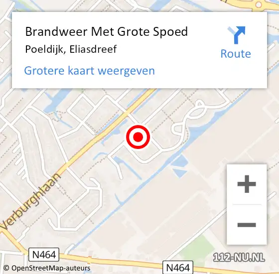 Locatie op kaart van de 112 melding: Brandweer Met Grote Spoed Naar Poeldijk, Eliasdreef op 25 oktober 2021 13:29