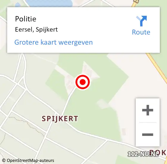 Locatie op kaart van de 112 melding: Politie Eersel, Spijkert op 25 oktober 2021 14:31