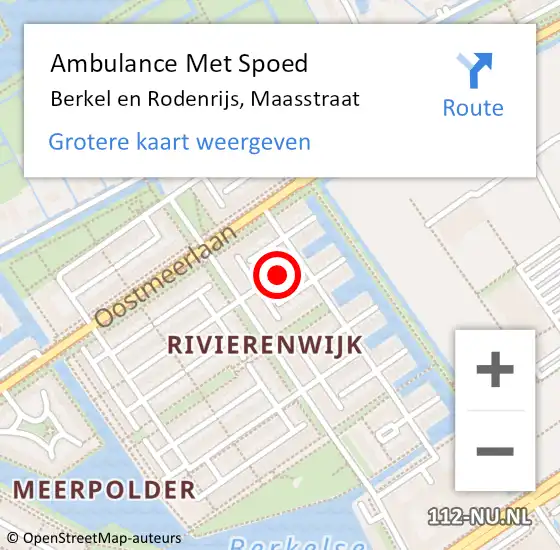 Locatie op kaart van de 112 melding: Ambulance Met Spoed Naar Berkel en Rodenrijs, Maasstraat op 25 oktober 2021 14:38