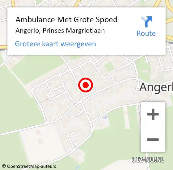 Locatie op kaart van de 112 melding: Ambulance Met Grote Spoed Naar Angerlo, Prinses Margrietlaan op 27 juni 2014 08:26