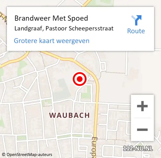 Locatie op kaart van de 112 melding: Brandweer Met Spoed Naar Landgraaf, Pastoor Scheepersstraat op 25 oktober 2021 15:00