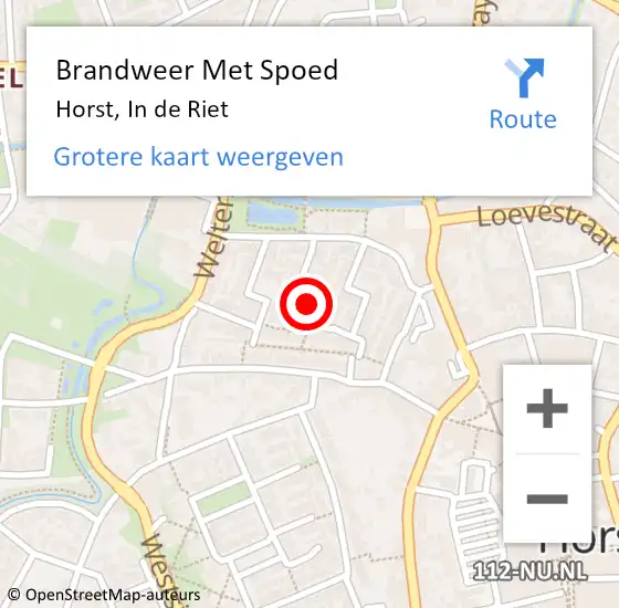 Locatie op kaart van de 112 melding: Brandweer Met Spoed Naar Horst, In de Riet op 25 oktober 2021 15:06