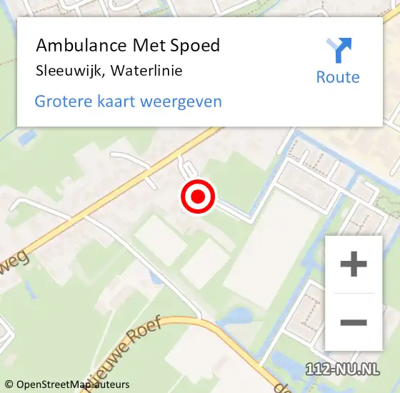 Locatie op kaart van de 112 melding: Ambulance Met Spoed Naar Sleeuwijk, Waterlinie op 25 oktober 2021 15:11