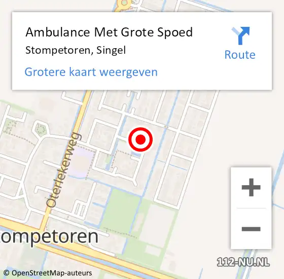 Locatie op kaart van de 112 melding: Ambulance Met Grote Spoed Naar Stompetoren, Singel op 25 oktober 2021 15:13