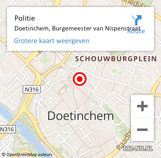 Locatie op kaart van de 112 melding: Politie Doetinchem, Burgemeester van Nispenstraat op 25 oktober 2021 15:23