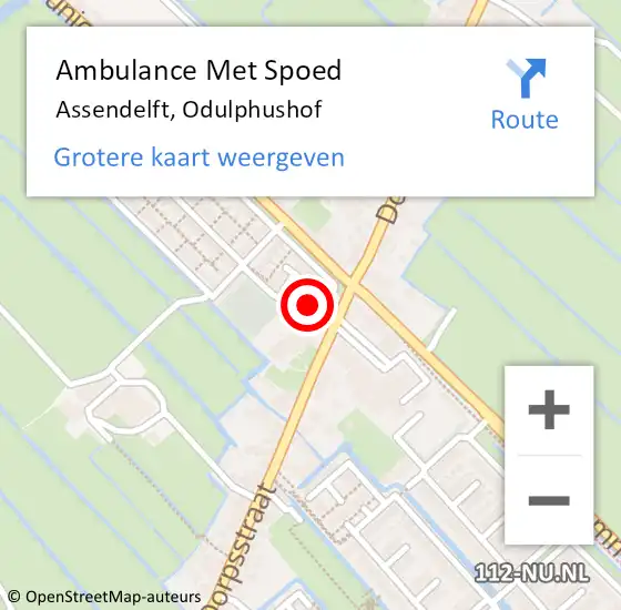 Locatie op kaart van de 112 melding: Ambulance Met Spoed Naar Assendelft, Odulphushof op 25 oktober 2021 15:30