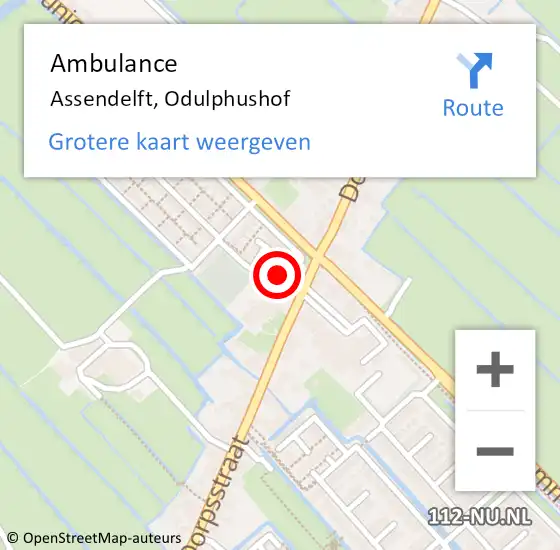 Locatie op kaart van de 112 melding: Ambulance Assendelft, Odulphushof op 25 oktober 2021 15:30