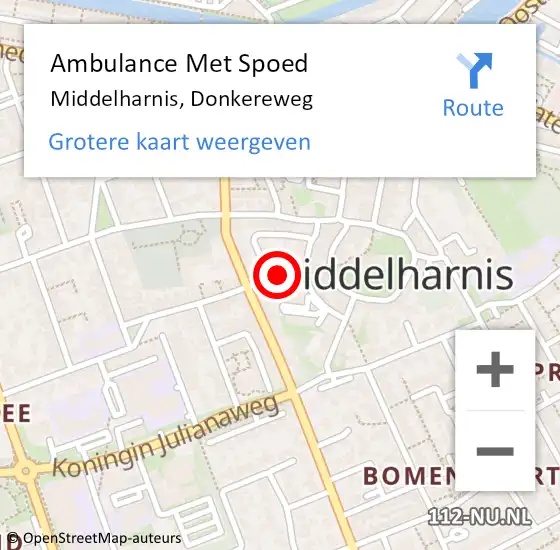 Locatie op kaart van de 112 melding: Ambulance Met Spoed Naar Middelharnis, Donkereweg op 25 oktober 2021 15:34