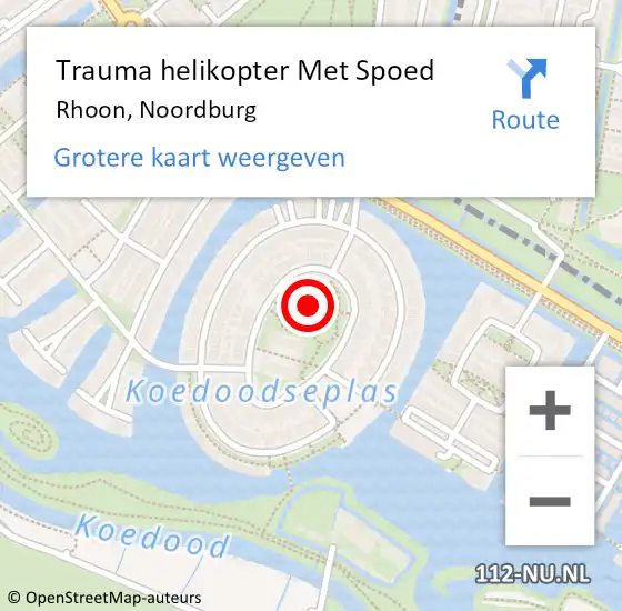 Locatie op kaart van de 112 melding: Trauma helikopter Met Spoed Naar Rhoon, Noordburg op 25 oktober 2021 15:40