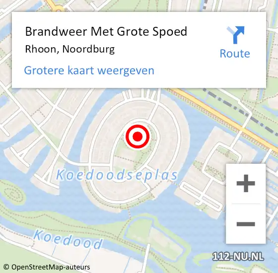 Locatie op kaart van de 112 melding: Brandweer Met Grote Spoed Naar Rhoon, Noordburg op 25 oktober 2021 15:41