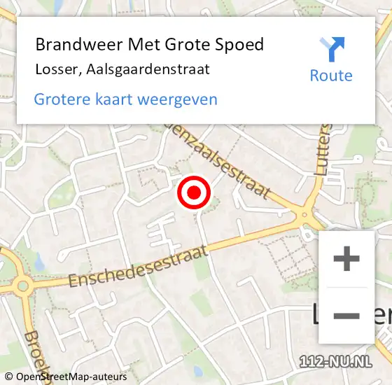 Locatie op kaart van de 112 melding: Brandweer Met Grote Spoed Naar Losser, Aalsgaardenstraat op 27 juni 2014 08:31