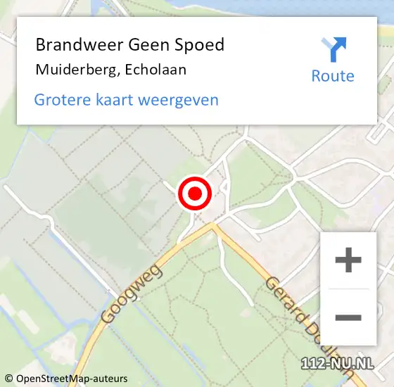 Locatie op kaart van de 112 melding: Brandweer Geen Spoed Naar Muiderberg, Echolaan op 25 oktober 2021 15:53