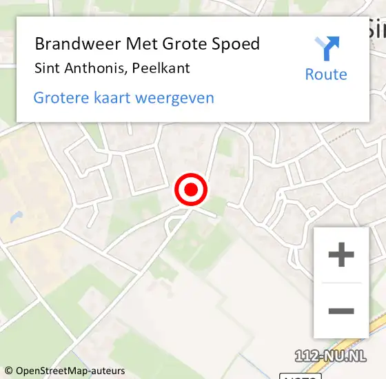 Locatie op kaart van de 112 melding: Brandweer Met Grote Spoed Naar Sint Anthonis, Peelkant op 25 oktober 2021 15:56