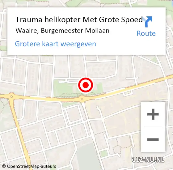 Locatie op kaart van de 112 melding: Trauma helikopter Met Grote Spoed Naar Waalre, Burgemeester Mollaan op 25 oktober 2021 16:03