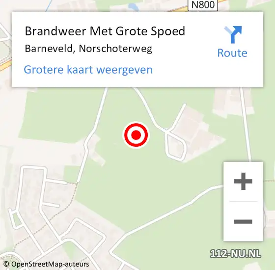 Locatie op kaart van de 112 melding: Brandweer Met Grote Spoed Naar Barneveld, Norschoterweg op 25 oktober 2021 16:16