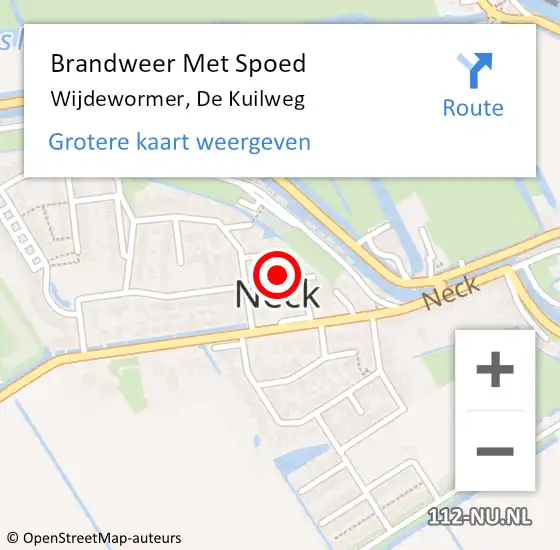 Locatie op kaart van de 112 melding: Brandweer Met Spoed Naar Wijdewormer, De Kuilweg op 25 oktober 2021 16:29