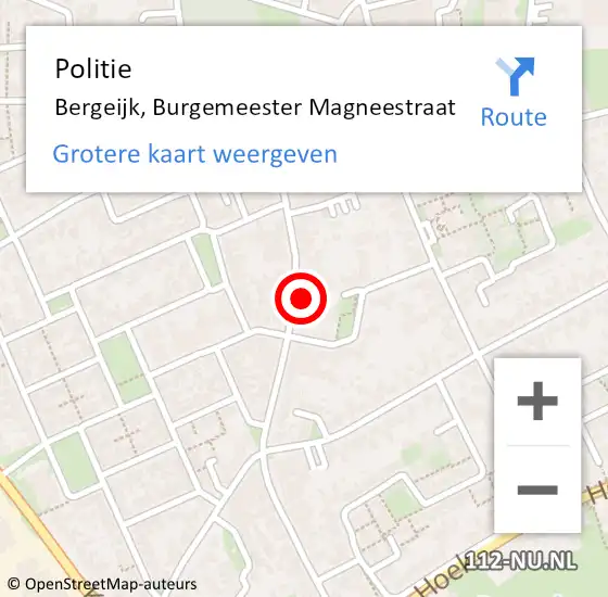 Locatie op kaart van de 112 melding: Politie Bergeijk, Burgemeester Magneestraat op 25 oktober 2021 16:44