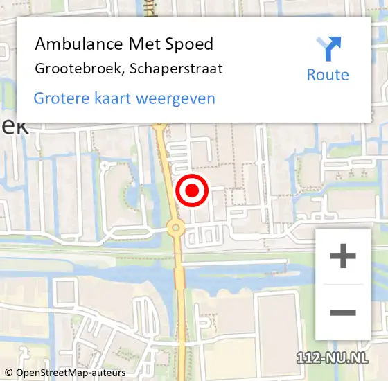 Locatie op kaart van de 112 melding: Ambulance Met Spoed Naar Grootebroek, Schaperstraat op 25 oktober 2021 16:47