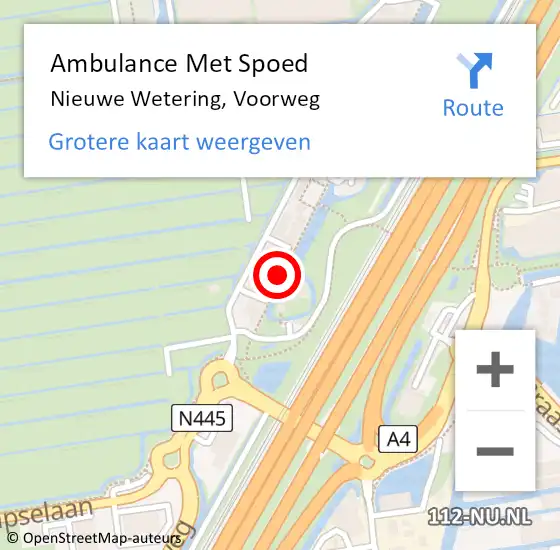 Locatie op kaart van de 112 melding: Ambulance Met Spoed Naar Nieuwe Wetering, Voorweg op 25 oktober 2021 16:49