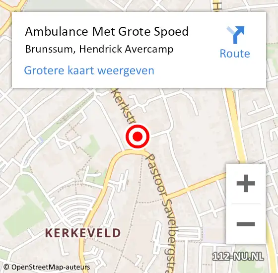 Locatie op kaart van de 112 melding: Ambulance Met Grote Spoed Naar Brunssum, Hendrick Avercamp op 6 oktober 2013 13:32