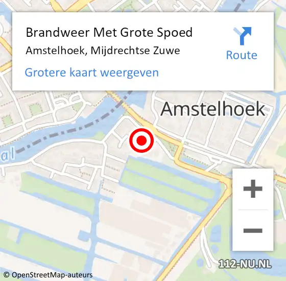 Locatie op kaart van de 112 melding: Brandweer Met Grote Spoed Naar Amstelhoek, Mijdrechtse Zuwe op 25 oktober 2021 16:56