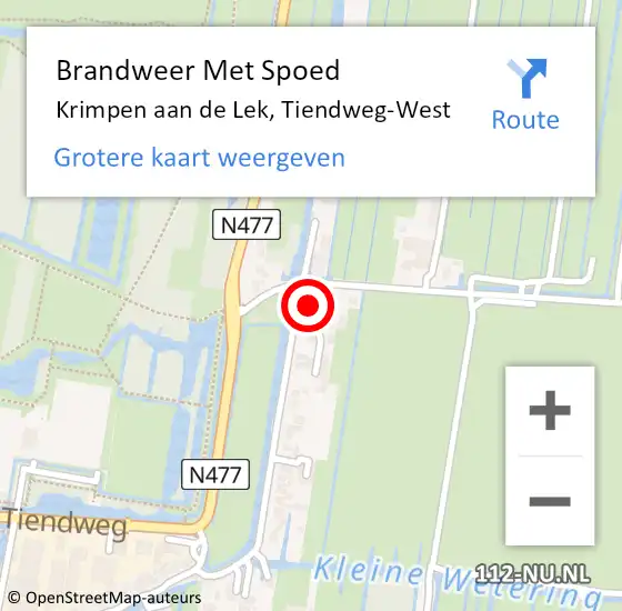 Locatie op kaart van de 112 melding: Brandweer Met Spoed Naar Krimpen aan de Lek, Tiendweg-West op 25 oktober 2021 17:26