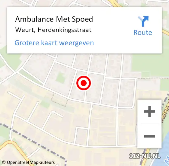 Locatie op kaart van de 112 melding: Ambulance Met Spoed Naar Weurt, Herdenkingsstraat op 25 oktober 2021 17:33