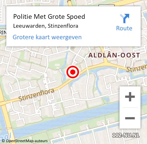 Locatie op kaart van de 112 melding: Politie Met Grote Spoed Naar Leeuwarden, Stinzenflora op 25 oktober 2021 17:44