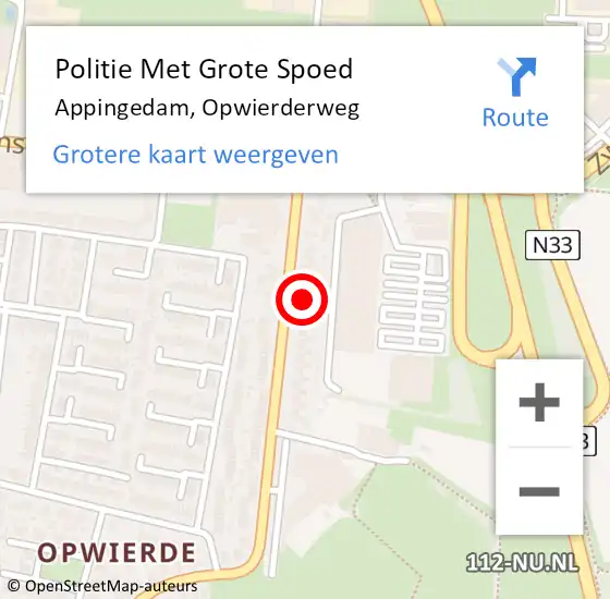 Locatie op kaart van de 112 melding: Politie Met Grote Spoed Naar Appingedam, Opwierderweg op 25 oktober 2021 17:55