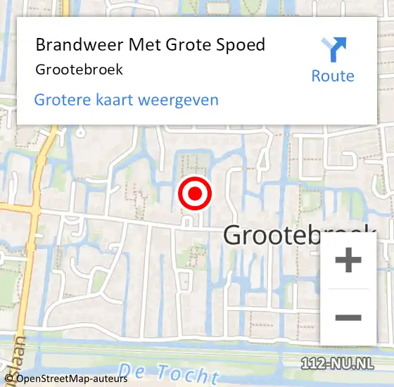 Locatie op kaart van de 112 melding: Brandweer Met Grote Spoed Naar Grootebroek op 25 oktober 2021 18:07