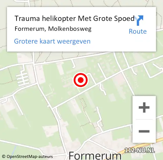 Locatie op kaart van de 112 melding: Trauma helikopter Met Grote Spoed Naar Formerum, Molkenbosweg op 25 oktober 2021 18:23
