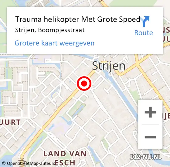 Locatie op kaart van de 112 melding: Trauma helikopter Met Grote Spoed Naar Strijen, Boompjesstraat op 25 oktober 2021 19:18