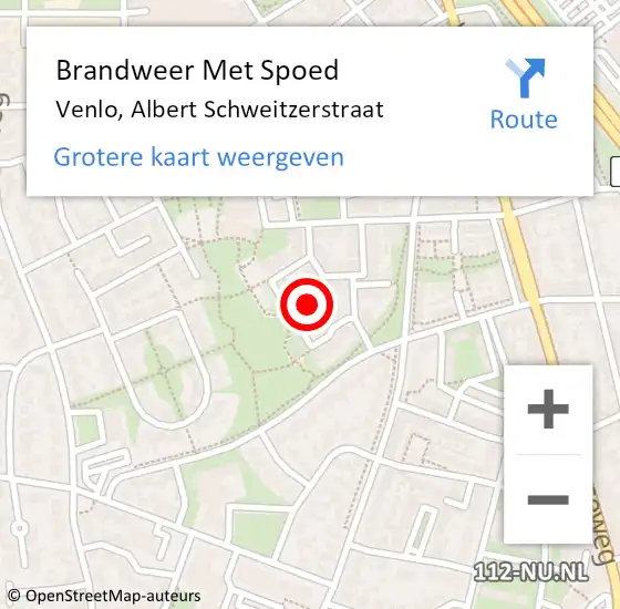 Locatie op kaart van de 112 melding: Brandweer Met Spoed Naar Venlo, Albert Schweitzerstraat op 25 oktober 2021 20:45