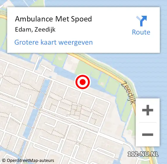 Locatie op kaart van de 112 melding: Ambulance Met Spoed Naar Edam, Zeedijk op 25 oktober 2021 20:53