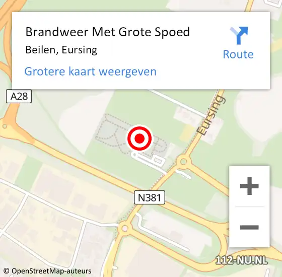 Locatie op kaart van de 112 melding: Brandweer Met Grote Spoed Naar Beilen, Eursing op 25 oktober 2021 20:57