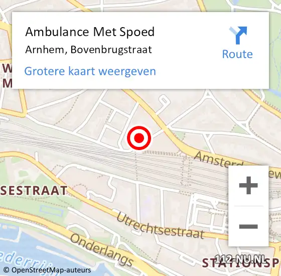 Locatie op kaart van de 112 melding: Ambulance Met Spoed Naar Arnhem, Bovenbrugstraat op 25 oktober 2021 21:13