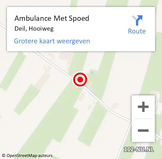 Locatie op kaart van de 112 melding: Ambulance Met Spoed Naar Deil, Hooiweg op 25 oktober 2021 21:15