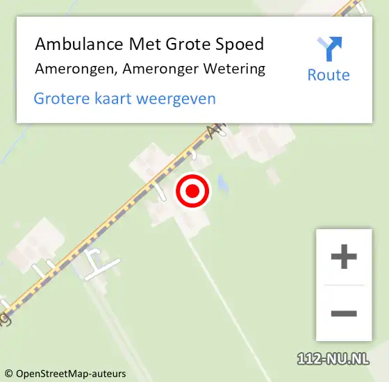 Locatie op kaart van de 112 melding: Ambulance Met Grote Spoed Naar Amerongen, Ameronger Wetering op 25 oktober 2021 21:19