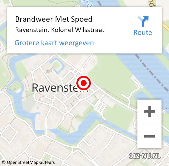 Locatie op kaart van de 112 melding: Brandweer Met Spoed Naar Ravenstein, Kolonel Wilsstraat op 25 oktober 2021 21:44
