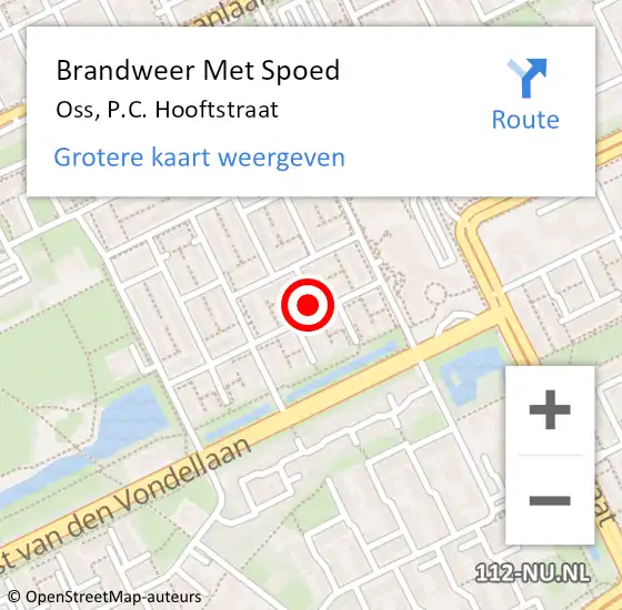 Locatie op kaart van de 112 melding: Brandweer Met Spoed Naar Oss, P.C. Hooftstraat op 25 oktober 2021 21:51