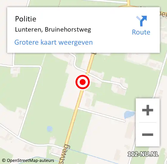 Locatie op kaart van de 112 melding: Politie Lunteren, Bruinehorstweg op 25 oktober 2021 22:01