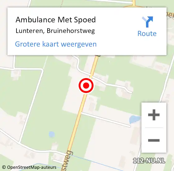 Locatie op kaart van de 112 melding: Ambulance Met Spoed Naar Lunteren, Bruinehorstweg op 25 oktober 2021 22:02