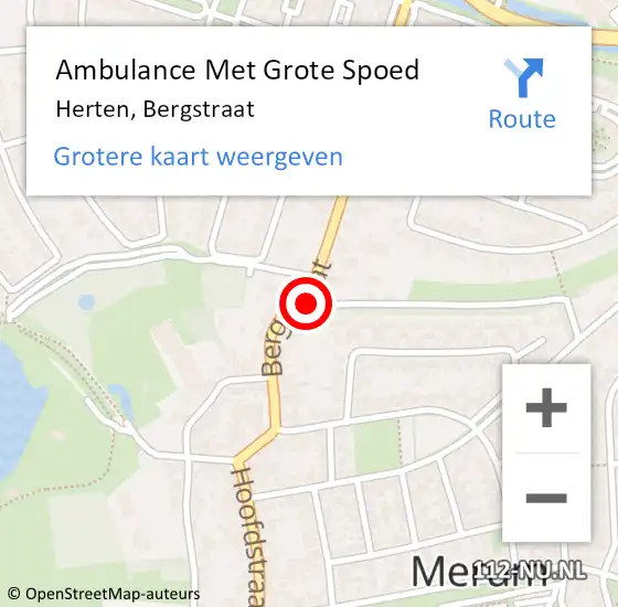 Locatie op kaart van de 112 melding: Ambulance Met Grote Spoed Naar Herten, Bergstraat op 25 oktober 2021 22:05