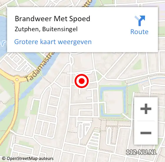 Locatie op kaart van de 112 melding: Brandweer Met Spoed Naar Zutphen, Buitensingel op 25 oktober 2021 22:05