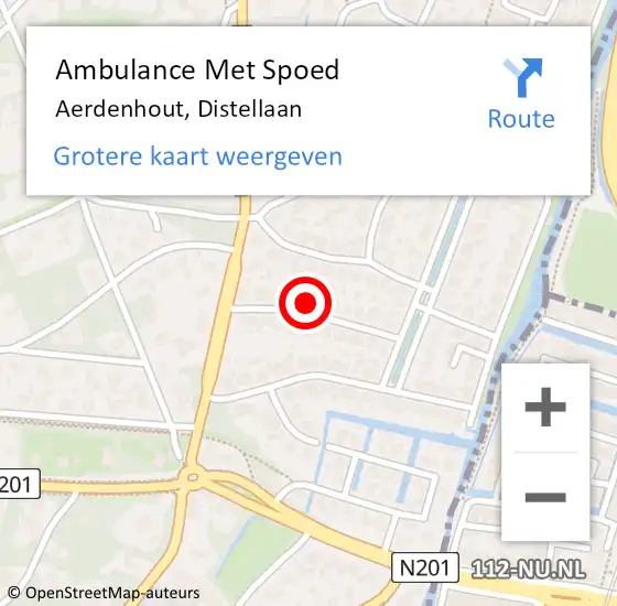 Locatie op kaart van de 112 melding: Ambulance Met Spoed Naar Aerdenhout, Distellaan op 25 oktober 2021 22:12